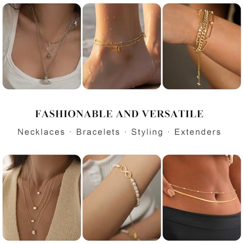 20PCS Stainless Steel Curb Chain Extender Gold and Silver Necklace Extenders 2 Inch Necklaces Bracelet Anklet Extension for Jewelry Making Supplies - color: Circular