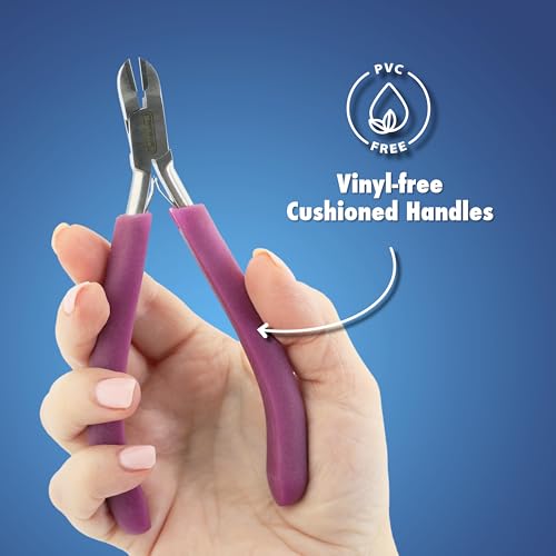 Beadalon Professional Series Tungsten Carbide Jaw Hard Wire Semi-Flush Cutter, Purple Vinyl-Free Grips, Stainless Steel, cuts up to 14 gauge Wire, 5.75 in - style: Semi-Flush Cutter, Purple