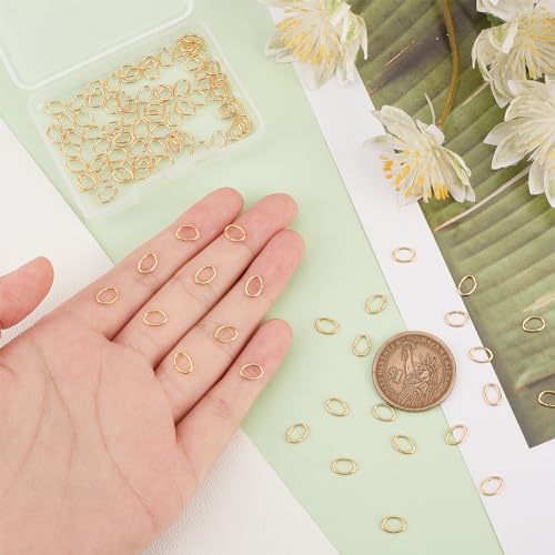 UNICRAFTALE 100 Pcs 304 Stainless Steel Oval Jump Rings, Golden, 5.7mm Wide, 7.5mm Long, 19 Gauge, Perfect for Jewelry Making DIY Craft Earring Bracelet Pendant Choker Findings - size: 7.5mm