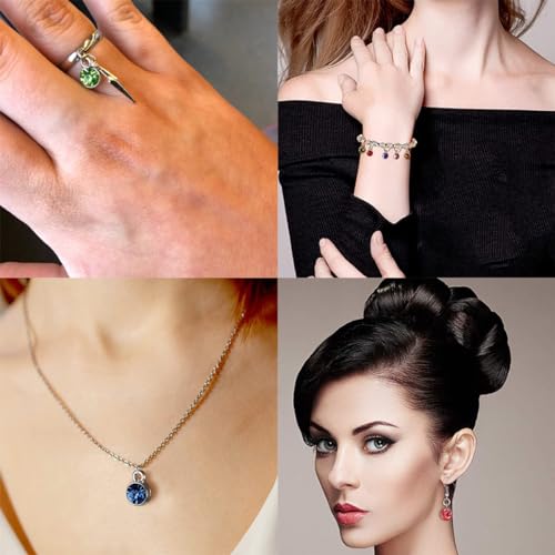 BetterJonny 120 Pieces Crystal Birthstone Charms Beads, 12 Colors Round Crystal Charm with Rings Handmade Jewelry Pendants for Jewelry Necklace Bracelet Earring Making - color: Heart Crystal