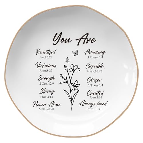 LITTLEBIGGER Christian Gifts for Wome – Bible Verses Jewelry Tray, Spiritual and Religious Gifts for Women, Christian Gifts – Personalized Jewelry Dish, Christmas Gift – Religious Ring Dish - style: You Are-Heptagon