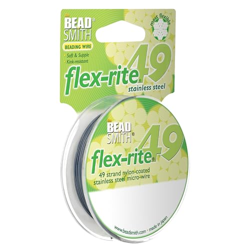 The Beadsmith Flex-Rite Beading Wire - 49-Strand Nylon-Coated Stainless-Steel Wire, 0.014" (0.35 mm) Dia, Montana, 30 ft Spool, Durable Necklace & Bracelet String, for Jewelry Making Supplies - color: Montana, size: .014” Dia - 30 ft