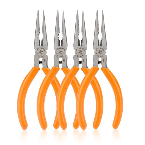 Rongon Spring-Loaded Needle Nose Pliers 4-Piece Set - 5 Inch Thin Tip Jewelry Tools with Non-Slip Grips | Professional Craft Pliers for Jewelry Making, DIY, Electronics & Wire Working (4 Pcs) - size: 4Pcs