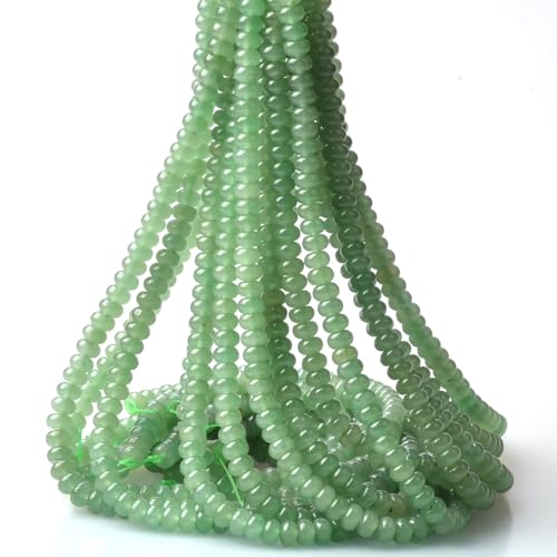 ICAI Beads 5x8mm Natural Rondelle Spacer Loose Beads for Jewelry Making DIY Crafts Design 1 Strand 15" APPR (Green Aventurine) - color: Green Aventurine, size: 5x8
