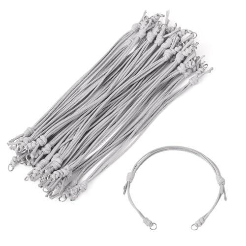 KISSITTY 20pcs Adjustable Bracelet Cords for Connector Charms Waxed Polyester Thread Cord Gray Color Half Finished Bracelet for Friendship Bracelets Jewelry Making - color: Gray