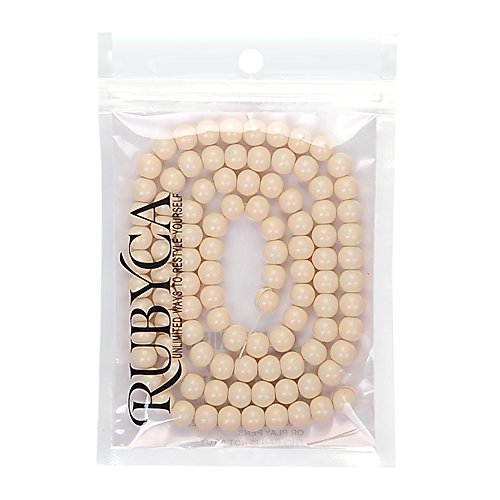 RUBYCA Round Opaque Painted Druk Czech Glass Beads Bulk Jewelry Making Supplies Strand (Cream, 4mm) - color: Cream, size: 4mm