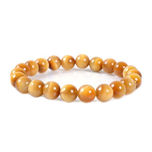 Justinstones 8mm Round Beads Stretch Bracelet 7 Inch Unisex - color: AAA Gold Tiger Eye
