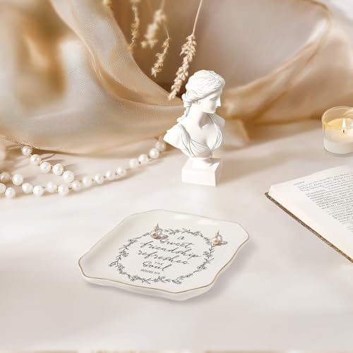 LITTLEBIGGER Friendship Gifts for Women – Christian Jewelry Dish – Forget Me Not Flower Trinket Tray, Friendship Gifts for Friend, Sisters in Christ, Mothers Day Gifts And Graduation Gifts - style: Friendship - F
