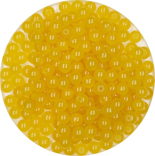 200pcs Glass Beads, 8mm Glass Beads for Barcelet and Jewelry Making DIY Crafts (Yellow) - color: Yellow