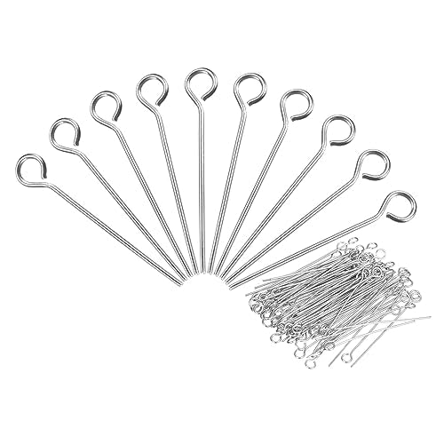 PATIKIL 200Pcs 304 Stainless Steel Jewelry Eye Pins 20mm 22 Gauge Silver Open Eye Pins for Jewelry Making DIY Craft Necklaces Bracelets Earrings - color: Silver, size: 20mm