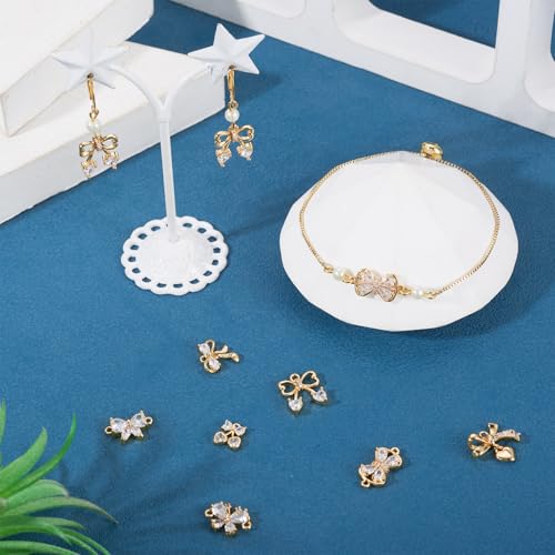 FASHEWELRY Golden Bow Connector Charms Bulk, Christmas Bowknot Link Charms, Infinity Links Geometric Hollow Bezel Pendants for Earring Bracelet Necklace Keychains Jewelry Making - color: 18K Gold Plated-Bowknot