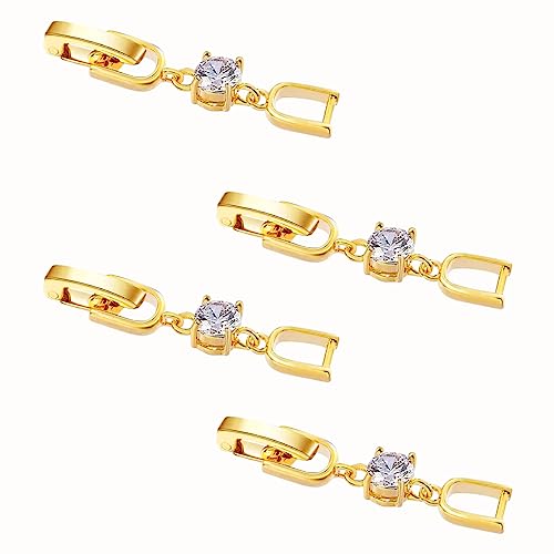 Gold Necklace Bracelet Extender for Women, 4pcs Cubic Zirconia Foldover Extension Jewelry Clasps for Jewelry Making - color: Gold - CZ