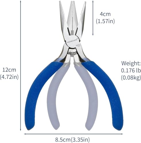 Mini Needle Nose Pliers 5"-2 Pack KAIHAOWIN Small Long Nose Pliers with Wire Cutters, Spring Loaded Thin Needle Nose Pliers, Precision Pliers Set for Crafts/Jewelry Making/Tiny Project - size: 2 Pack