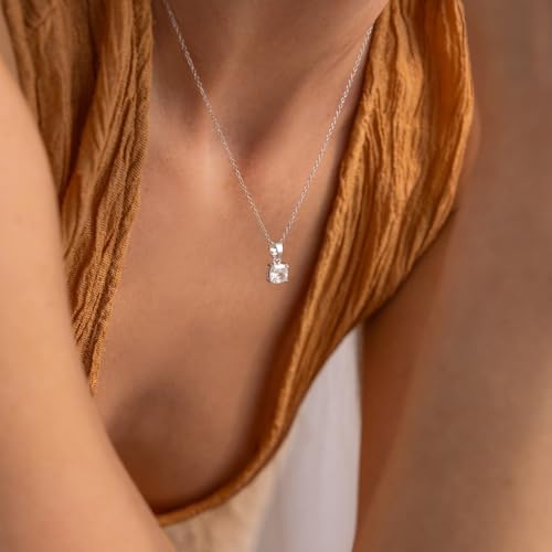 Mothers Day Gifts - Dainty Silver Gold Necklaces for Women Cute Station Choker Simulated Diamond Necklace Simple Layering CZ Necklace Trendy Jewelry Gifts - color: Silver, style: Square