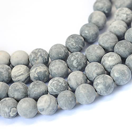 KISSITTY 235pcs 8mm Frosted Natural Picasso Stone/Picasso Jasper Bead Strands, Mixed Gemstone Crystal Beads Round Chakra Beads Energy Healing Crystals Gemstones for DIY Jewelry Making - color: Frosted Natural Picasso Stone/Picasso Jasper