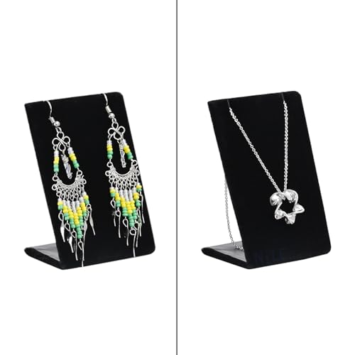 MOOCA Jewelry Display Set, Necklace Display Bust, Earring Organizer, Ring Holder Stand for Showcase and Store, Premium Fabric - color: 4) 9 piece. Black Velvet