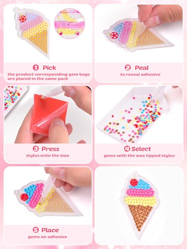 FUN LITTLE TOYS 24Pcs Diamond Art Kits, Diamond Painting Kits, Arts and Crafts for Kids Ages 6-12, Gem Art As Gifts Ideas for Girls and Boys, Small Diamond Painting Stickers, Kids Craft Age 6+