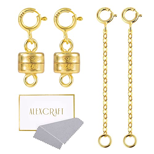 14K Gold Magnetic Necklace Clasps and Closures 925 Sterling Silver Magnetic Jewelry Clasps for Necklace Bracelet Extender - color: D-14K Gold