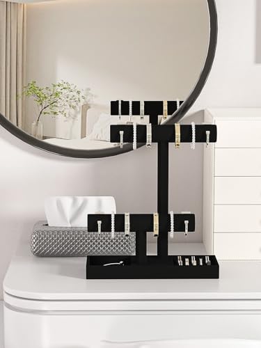 Bracelet and Necklace Holder,Velvet Jewelry Necklace Display Organizer Stand,bracelet Holder for Selling,Bracelet and Necklace Storage Tree (Style 2（Black）) - style: Style 2（Black）