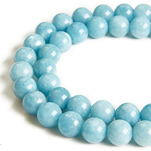 35pcs 10mm Deep Aquamarine Beads Natural Gemstone Beads Round Loose Beads for Jewelry Making - color: Aquamarine, size: 10mm