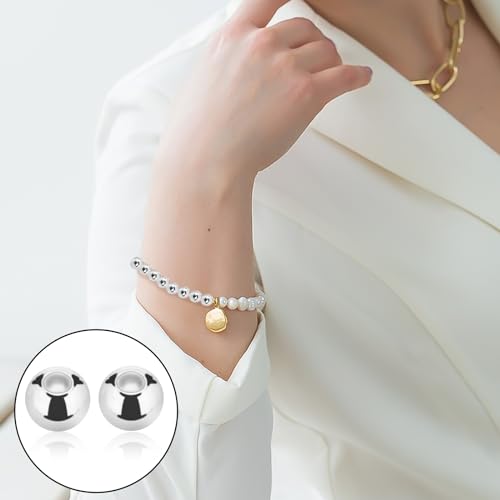 1500PCS Metal Spacer Beads for Jewelry Making, Silver Bead with Hole Stainless Steel Spacer Bead Plated Round Loose Charm Caps Beads for DIY Jewelry Making Bracelet Necklace Crafting (4mm)