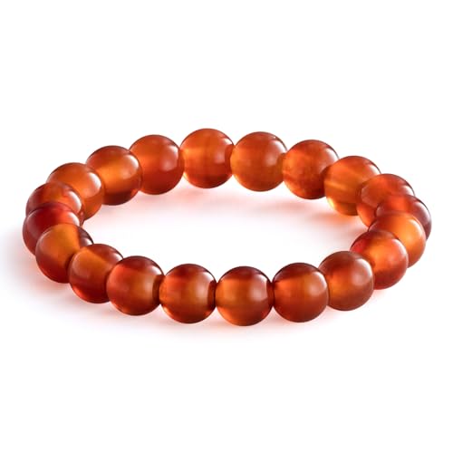 NLIEO Natural Gemstone Stretch Beaded Rings for Women Stackable Dainty Elastic Crystal Rings Jewelry - style: Red Agate