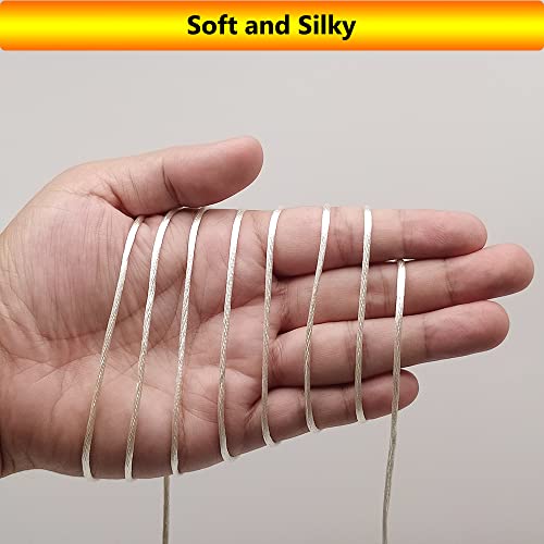 2 mm 330 Feet Satin Nylon Cord String for Jewelry Making Bracelet Necklaces Beading Thread Rattail Macrame Kumihimo Chinese Knot Craft - size: Cream