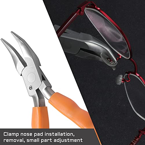 6 Inch Bent Nose Pliers - Stainless Steel Eyeglass Repair and Adjustment Tool Kit with Screwdriver and Cloth - style: Bent Nose Plier