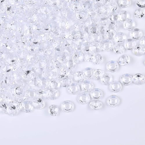 1000pcs/ Pack Wedding Table Acrylic Diamond Scatter Crystals Confetti Acrylic Gems Vase Fillers Rhinestones for Wedding, Bridal Shower, Vase Beads Decorations (10mm, Transparent) - color: Transparent, size: 10mm