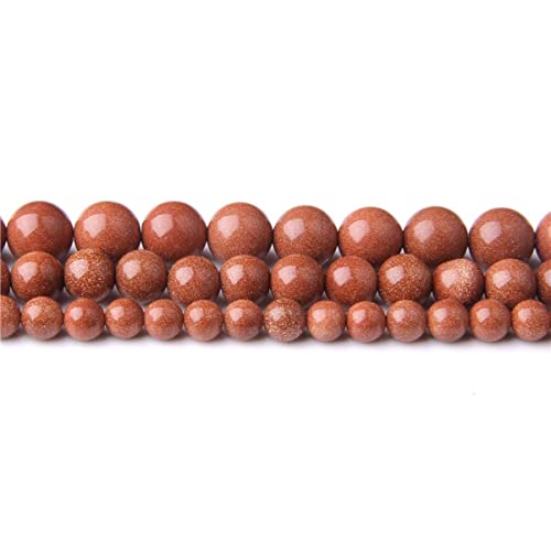 Natural Stone 6mm Golden Sand Smooth Round Loose Beads Energy Gemstone DIY for Jewelry Making Bracelet Necklace 1 Strand 15" - color: Golden Sand, size: 6mm