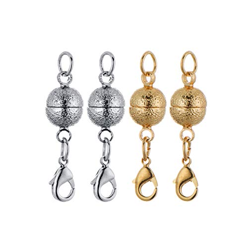 Magnetic Jewelry Clasp for Bracelet Necklace 8mm Nail Sand Scrub Finishes Round Design Gold/Silver Color - color: Nail-sand Gold and Silver
