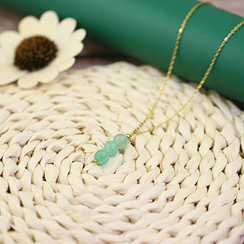 SmileBelle Crystal Necklace, Jade Necklace for Women as Anniversary Birthday Mothers Day Gifts for Women 14k Gold Black Tourmaline as Birthstone Jewelry for Girls Dainty Crystal Jewelry - color: Green Jade