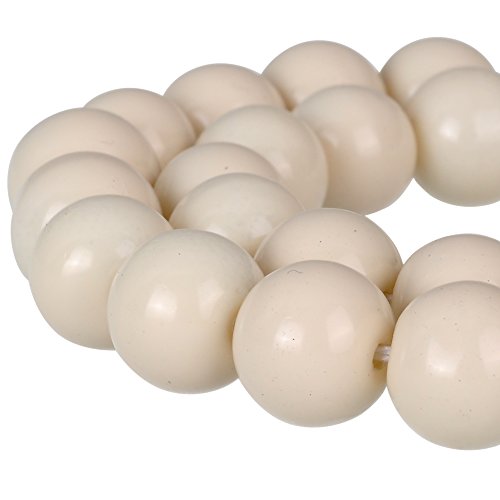 RUBYCA Round Opaque Painted Druk Czech Glass Beads Bulk Jewelry Making Supplies Strand (Cream, 4mm) - color: Cream, size: 4mm