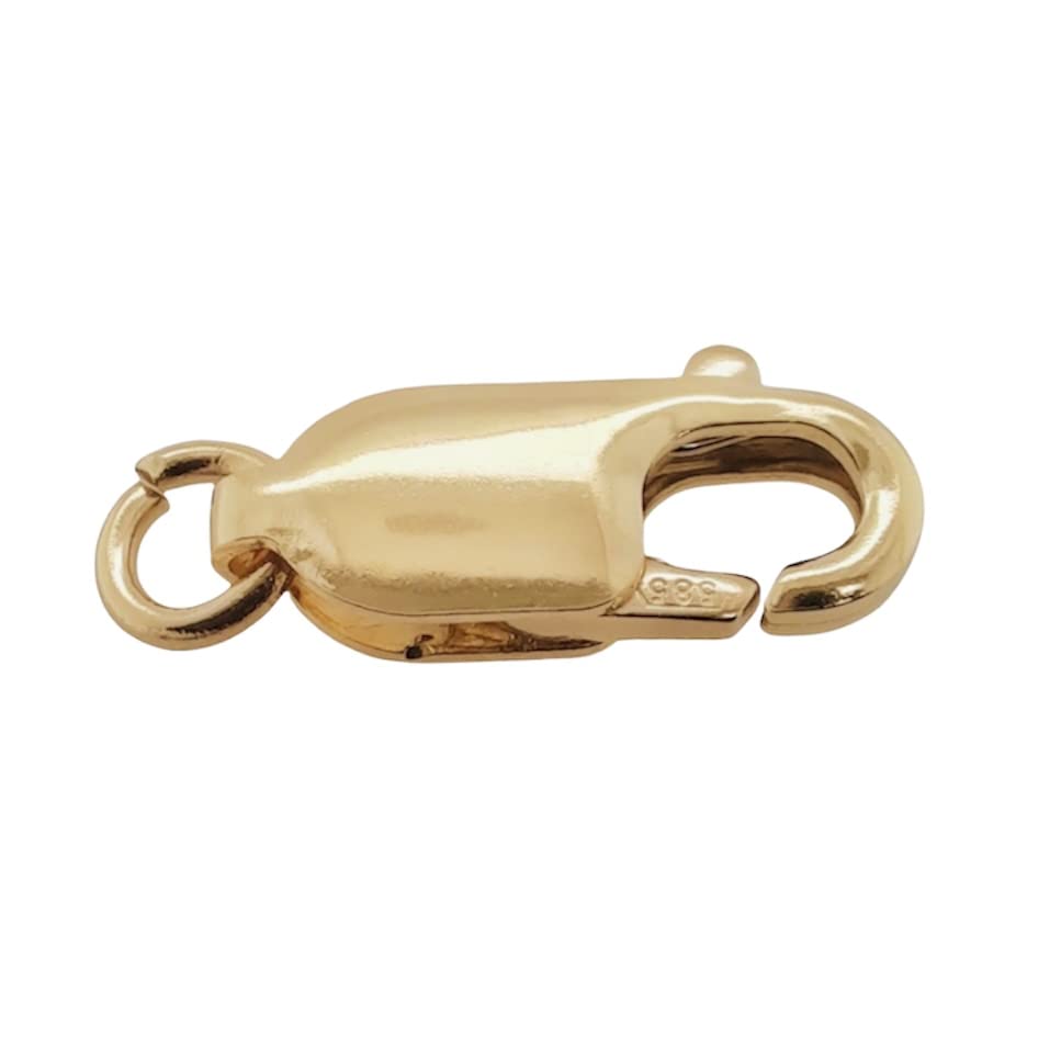 8.5MM 14K Solid Yellow Gold Oval Lobster Clasp with Ring 10.5MM Overall Length (Tiny) Made in Italy by CRAFT WIRE - size: 10.5MM