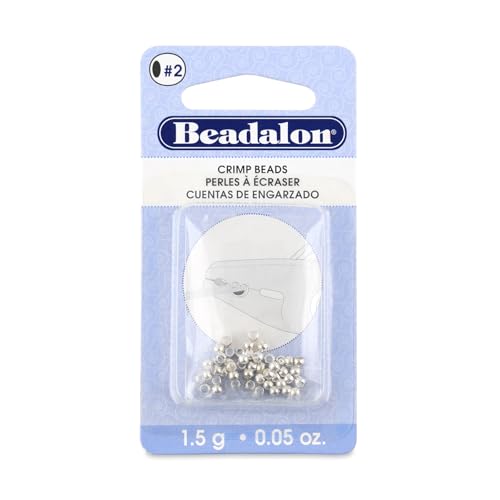 Beadalon Crimp Beads, Size #2, Silver Plated, 1.5 g, Approx. 45 pc - color: Silver, size: Size #2, 45 pc