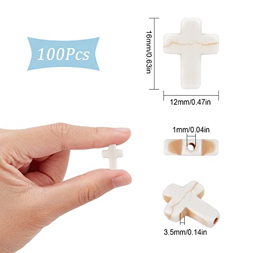 SUNNYCLUE 1 Box 100Pcs White Turquoise Cross Beads Synthetic Turquoise Stone Bead 12x16mm Easter Mini Small Cross Beads for Jewelry Making Charms Beading Supplies DIY Bracelet Necklace Adult - color: 100Pcs 12x16mm White Cross Beads