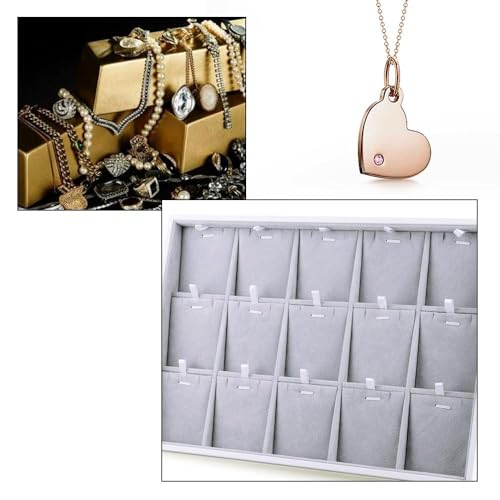 Oirlv Velvet Jewelry Organizer Trays Stackable Showcase Jewelry Display Storage Tray (15 Grids Insert) - size: 15 Grid Necklace/Pendant Insert Cards Tray
