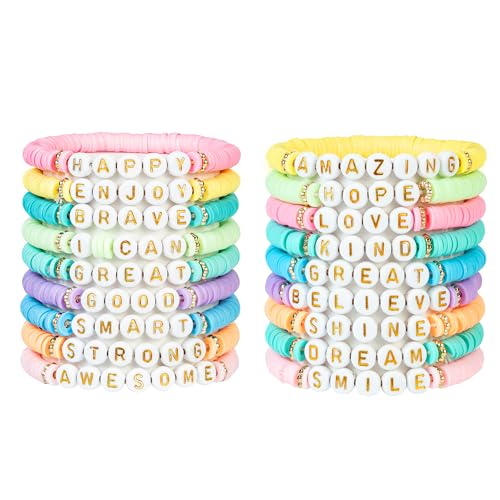 JIASHUYEYE Preppy Bracelets for Teen Girls - Stackable Boho Surfer Friendship Bracelets Set for Little Girls & Women - style: 18Pcs - Inspiration
