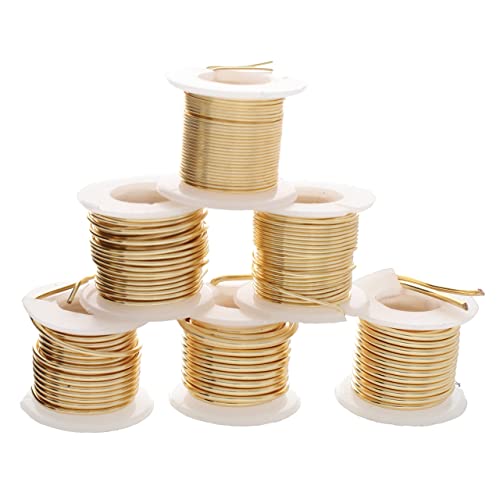 The Beadsmith Craft Wire Assortment - Tarnish-Resistant Copper Wire for Jewelry Making, 6-Pack, 0.75-Inch Mini Spools, Varying Lengths, 16-24 Gauge, Gold Color, Medium Temper - color: Gold, size: 16-24 Gauge