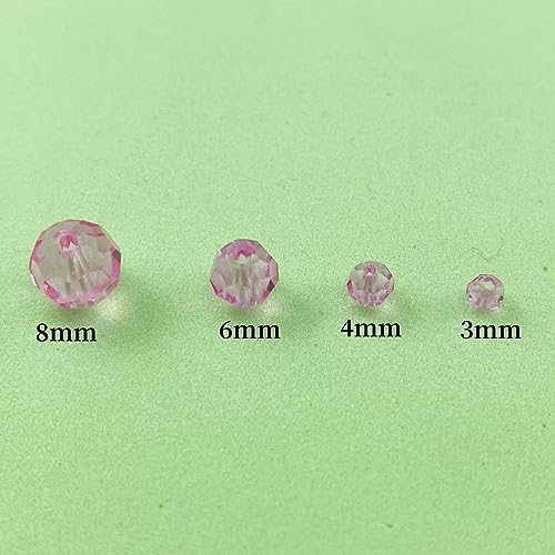 200pcs 6mm Round Crystal Glass Beads Round Faceted Spacer Beads for Jewelry Making Bracelet Earring Necklace Wind Chimes Suncatchers DIY Craft Making Supplies(Pink Series) - color: Pink Series, size: 6mm