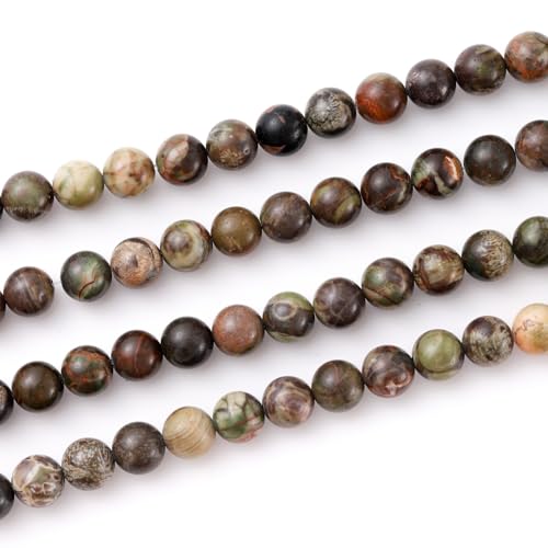 6mm 60pcs DIY Natural Flower Agate Stone Beads Round Healing Crystal Gemstone Loose Beads for Jewelry Making Handmade Bracelet Necklace - color: Flower Agate, size: 6mm