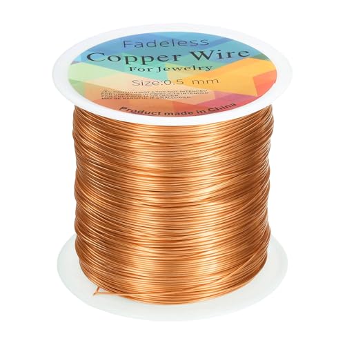 HARFINGTON Wire 203ft Length 24 Gauge Copper Craft Jewelry Wrapping Wire Tarnish Resistant Beading for Jewelry Making Supplies Crafting, Rose Gold - color: Rose Gold