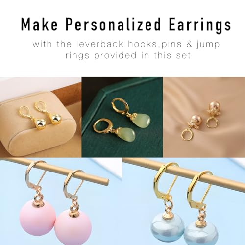 180Pcs No Tarnish Leverback Hooks & Pins for Earring Making, stino Hypoallergenic Stainless Steel Jewerly Findings Supplies, Gold Plated & Silver Kit (Gold) - color: Gold