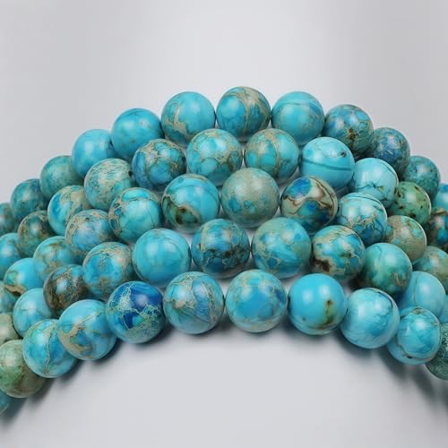 MJDCB 12mm Light Blue Imperial Jasper Gemstone Beads Round Loose Stone Bead for Jewelry Making Bracelets Necklaces - color: Light Blue Imperial Jasper, size: 12mm