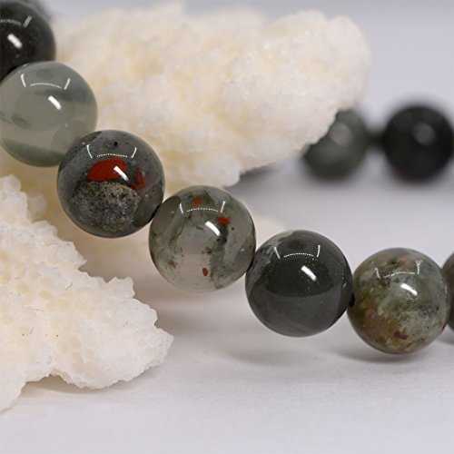Justinstones 8mm Round Beads Stretch Bracelet 7 Inch Unisex - color: African Bloodstone