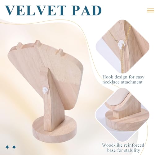 CHGCRAFT Necklace Display Stand Wood Jewelry Holder with Velvet Mat Jewelry Necklace Display for Vendors, Antique White, 3.94x5.9x7.87inch - color: Antique White