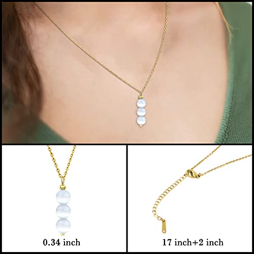 SmileBelle Crystal Necklace, Jade Necklace for Women as Anniversary Birthday Mothers Day Gifts for Women 14k Gold Black Tourmaline as Birthstone Jewelry for Girls Dainty Crystal Jewelry - color: White Moonstone