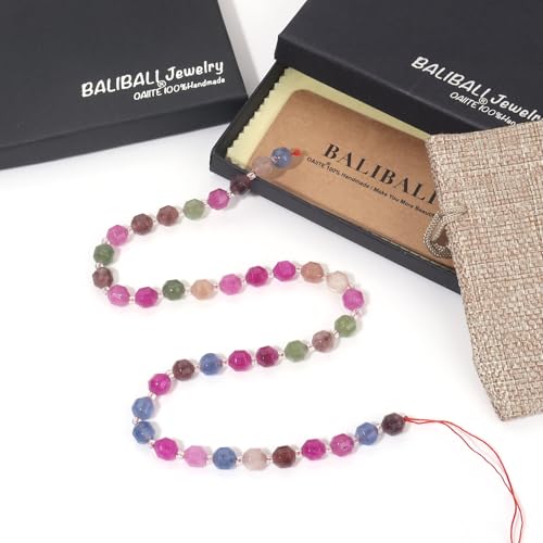 8mm Faceted Natural Tourmaline Stone Loose Round Semi Gemstone Beads for Bracelet Necklace Jewelry DIY Making - color: Tourmaline-1