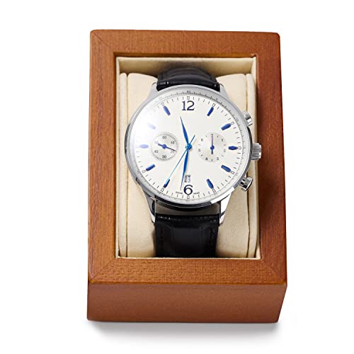 Solid Wood Watch Organizer - Display Case & Stand for Men's Watches & Bracelets - color: WHITE WATCH BOX