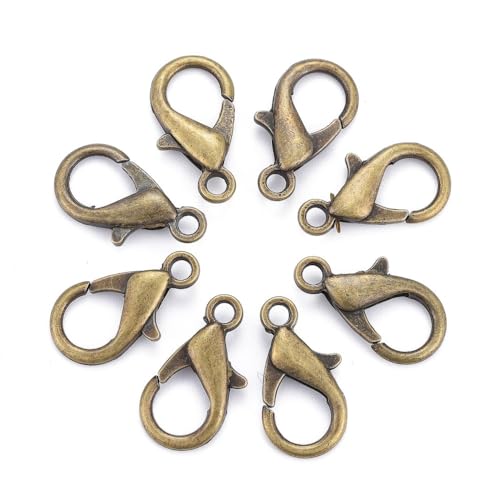 HDSupplies 50 Pieces - Lobster Clasps - Antique Bronze - 21x12mm w/ 2mm Hole - color: Antique Bronze, size: 21x12mm